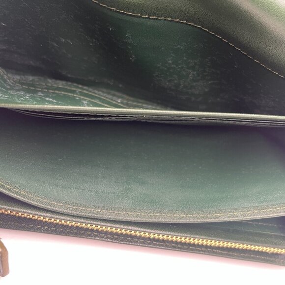 Yves Saint Laurent Dark Green Crocodile Embossed Leather Long Wallet - Preowned - Picture 7 of 12